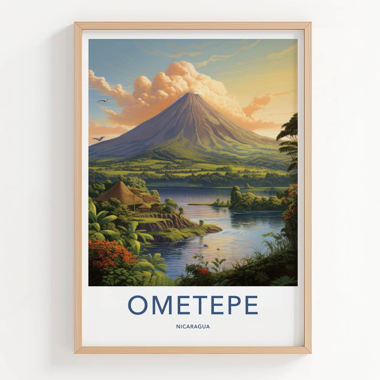 Ometepe Poster - Nicaragua Travel Art - Island Volcano Scene Home Decor