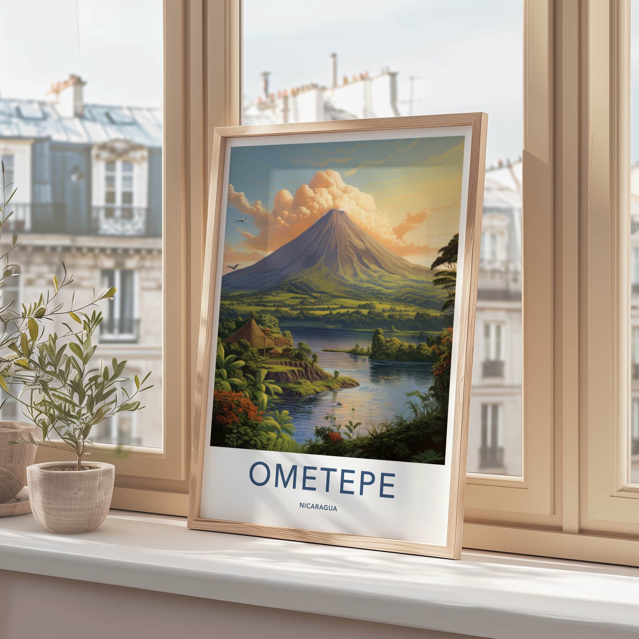 Ometepe Poster - Nicaragua Travel Art - Island Volcano Scene Home Decor