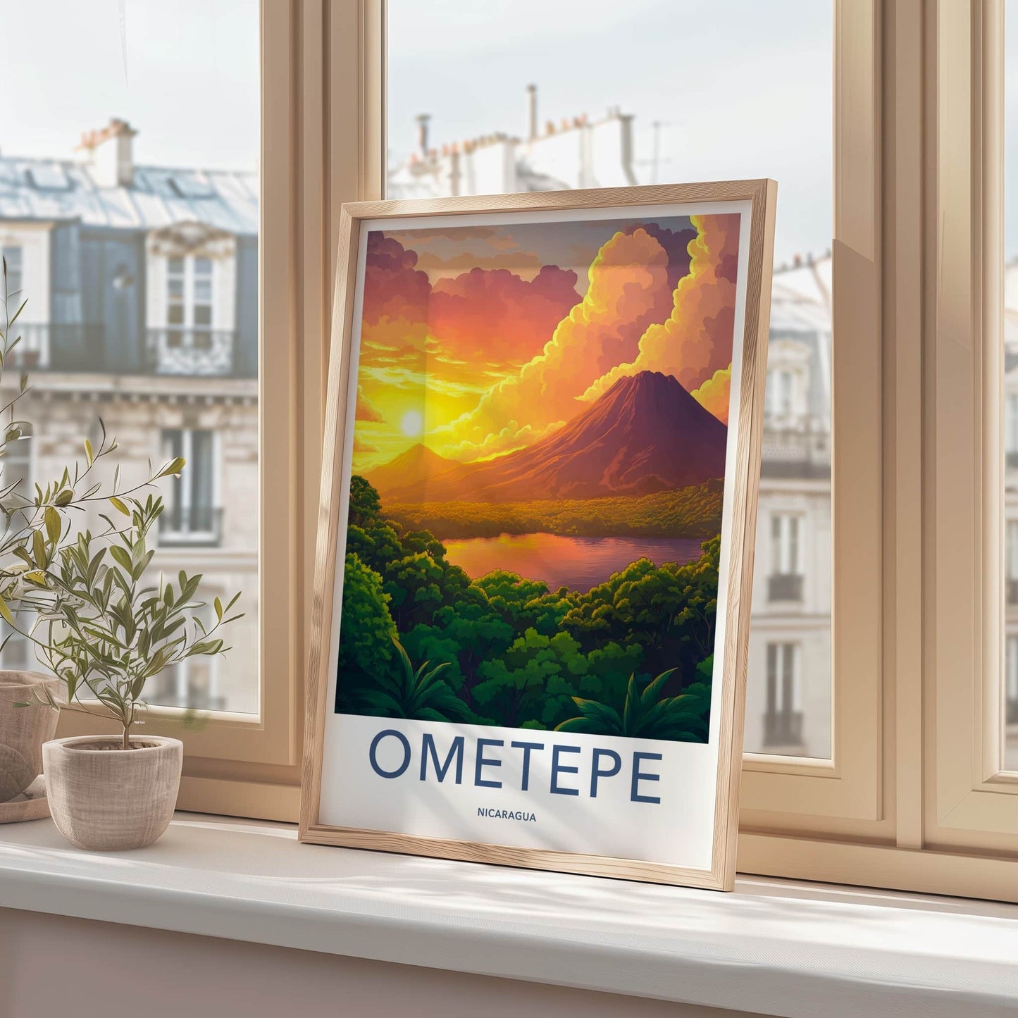 Ometepe Poster - Nicaragua Travel Art - Sunset Volcano Lake Home Decor