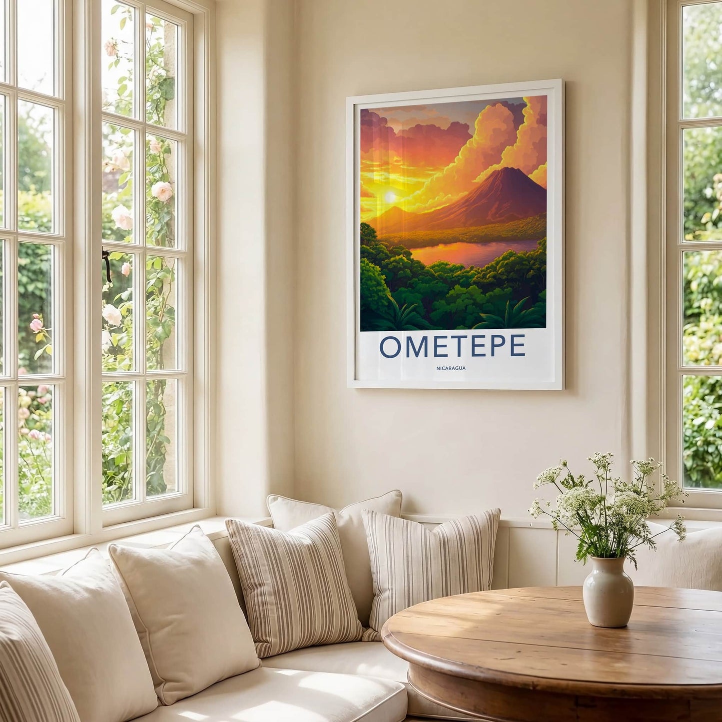 Ometepe Poster - Nicaragua Travel Art - Sunset Volcano Lake Home Decor