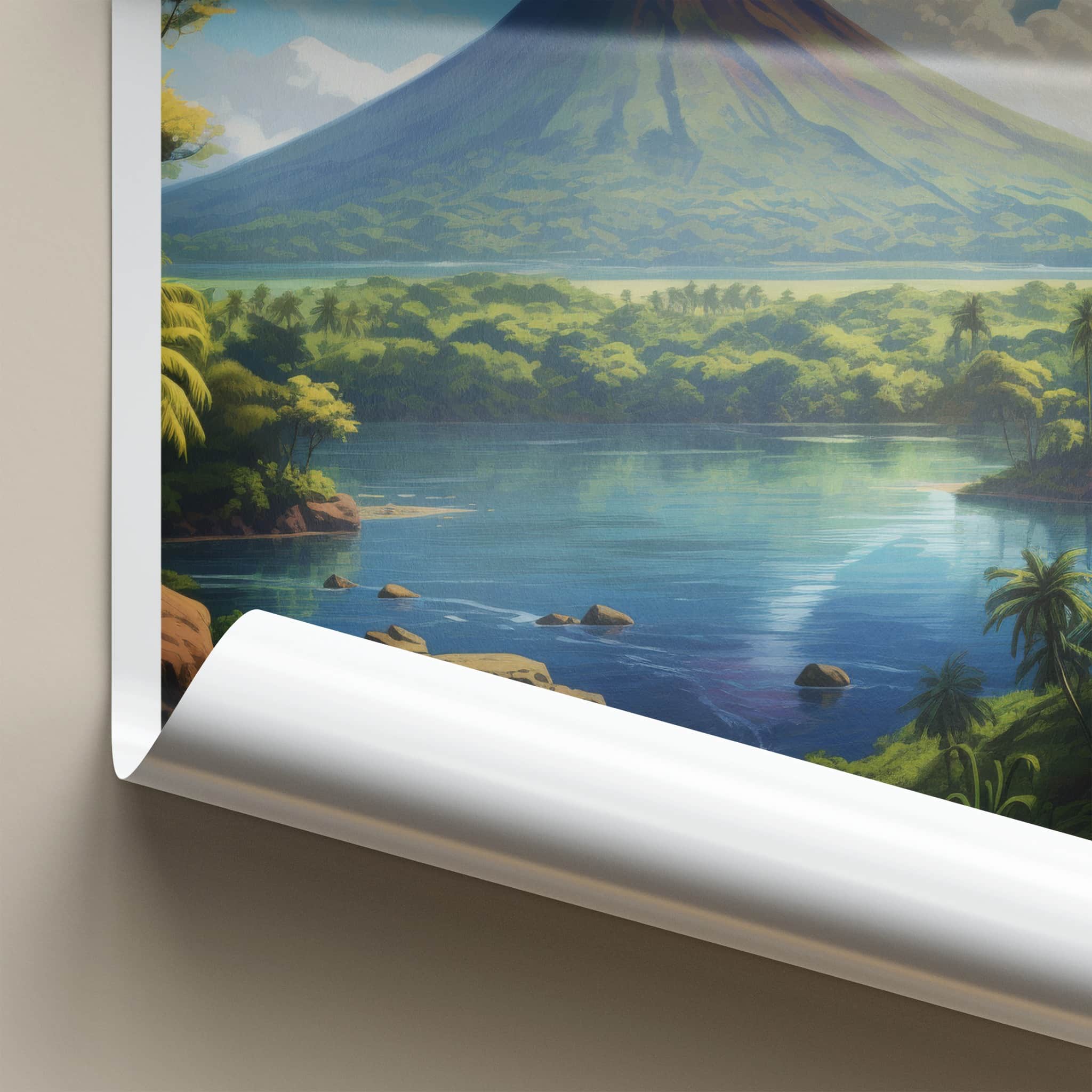 Ometepe Poster - Nicaragua Travel Art - Tropical Volcano Lake Home Decor