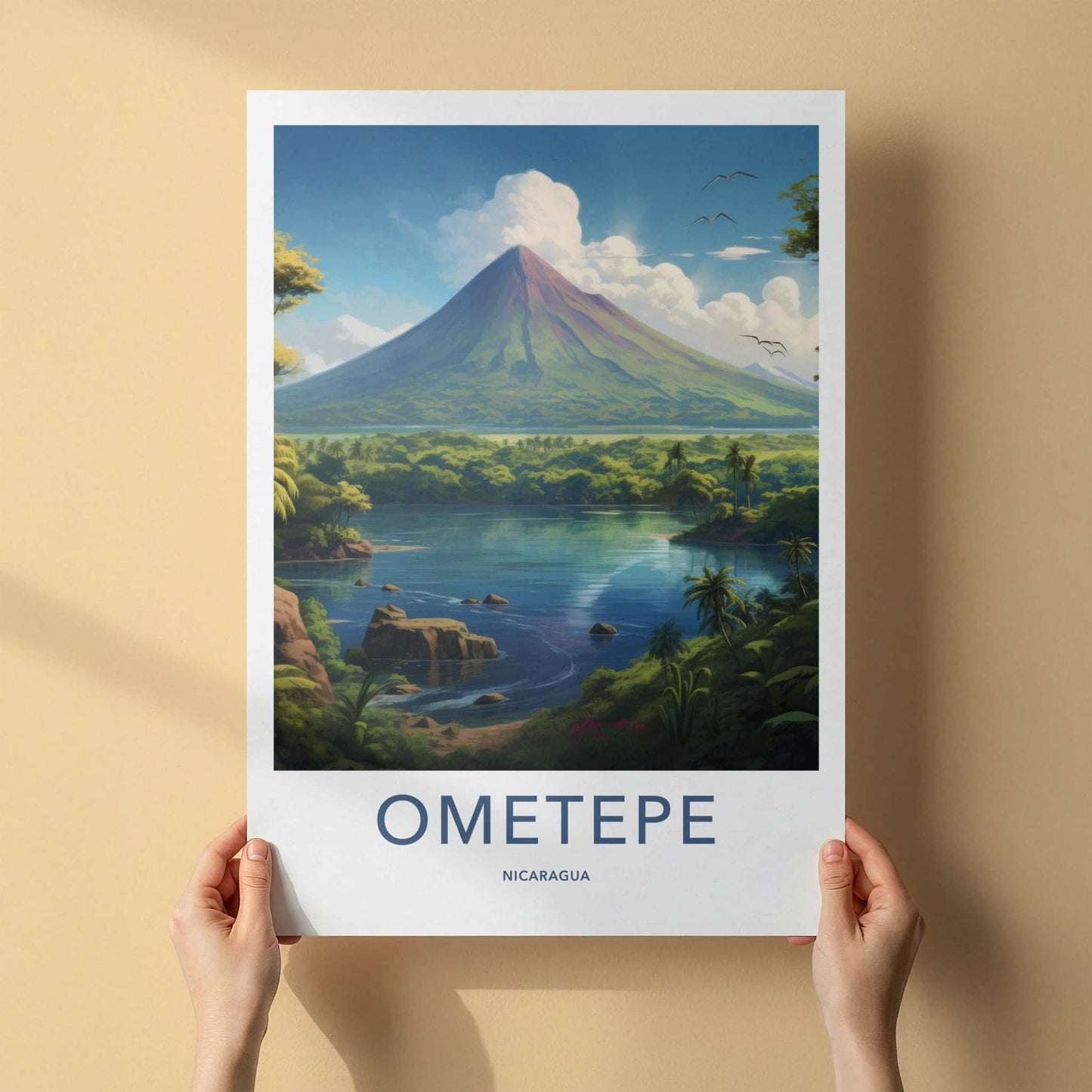 Ometepe Poster - Nicaragua Travel Art - Tropical Volcano Lake Home Decor
