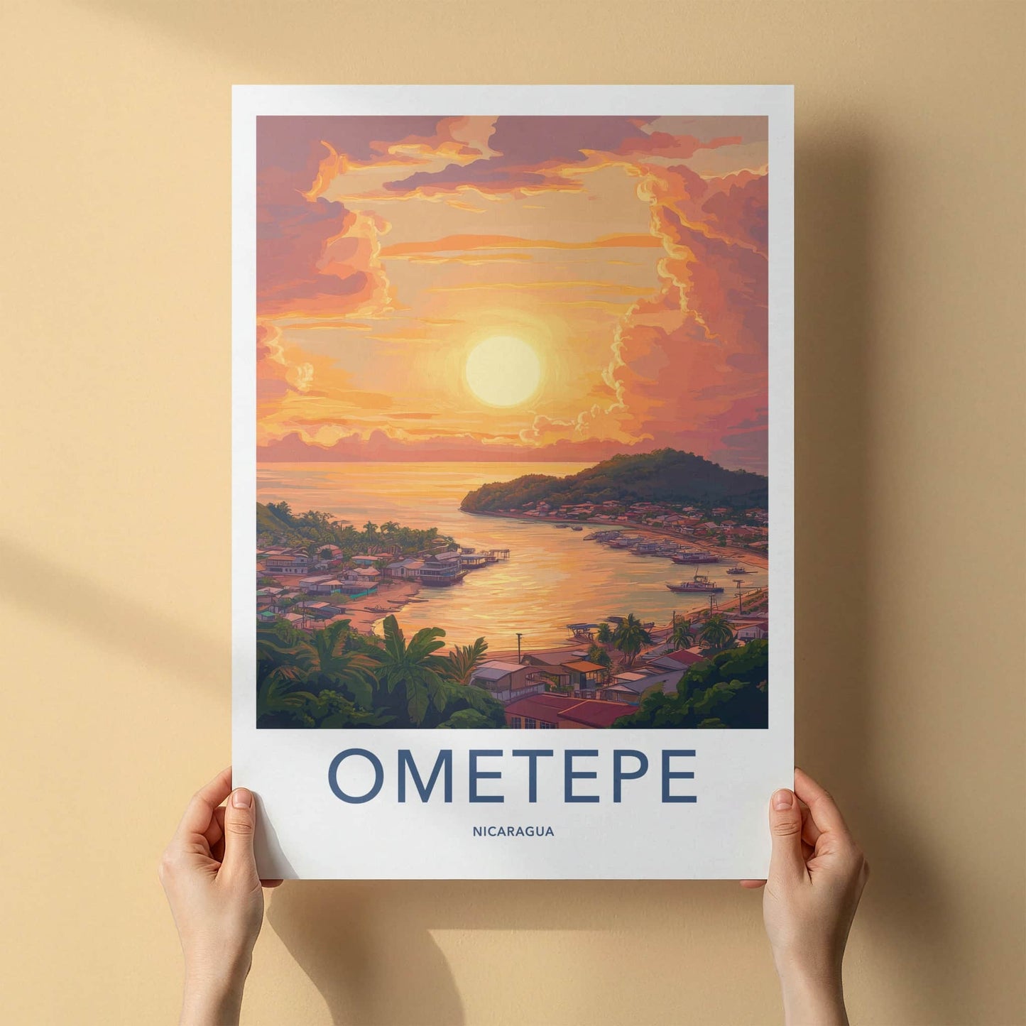 Ometepe Poster - Nicaragua Travel Art - Vibrant Island Sunset Home Decor