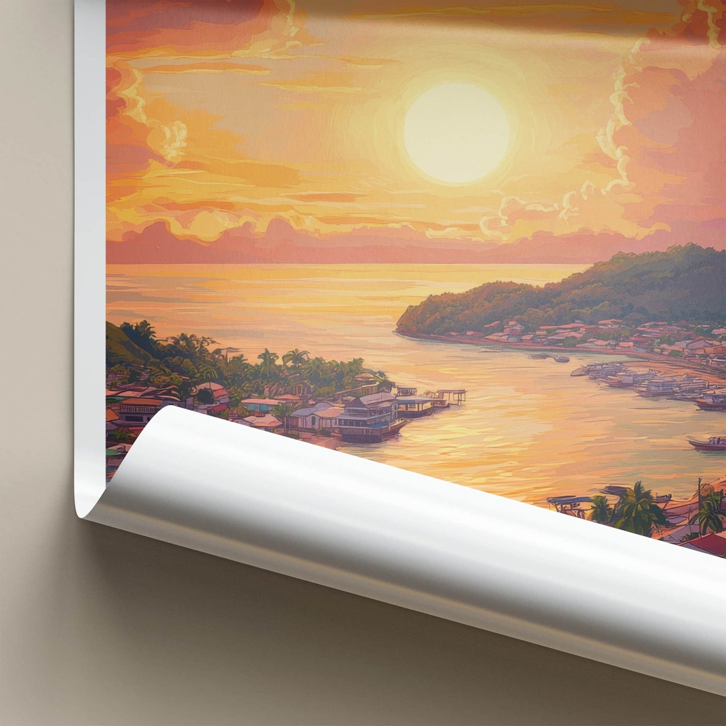 Ometepe Poster - Nicaragua Travel Art - Vibrant Island Sunset Home Decor
