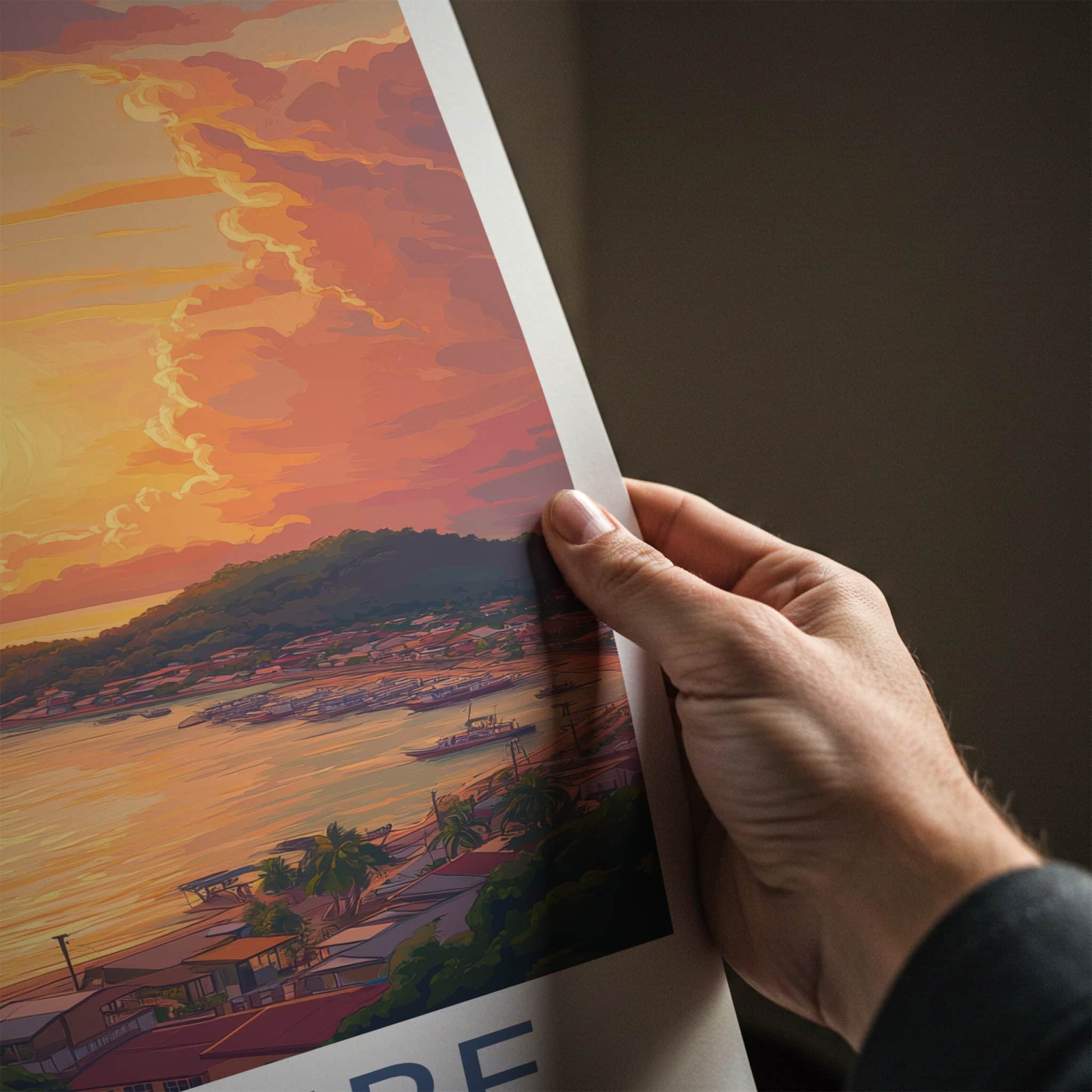 Ometepe Poster - Nicaragua Travel Art - Vibrant Island Sunset Home Decor