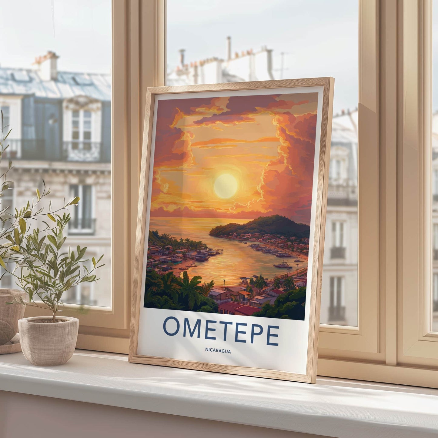Ometepe Poster - Nicaragua Travel Art - Vibrant Island Sunset Home Decor