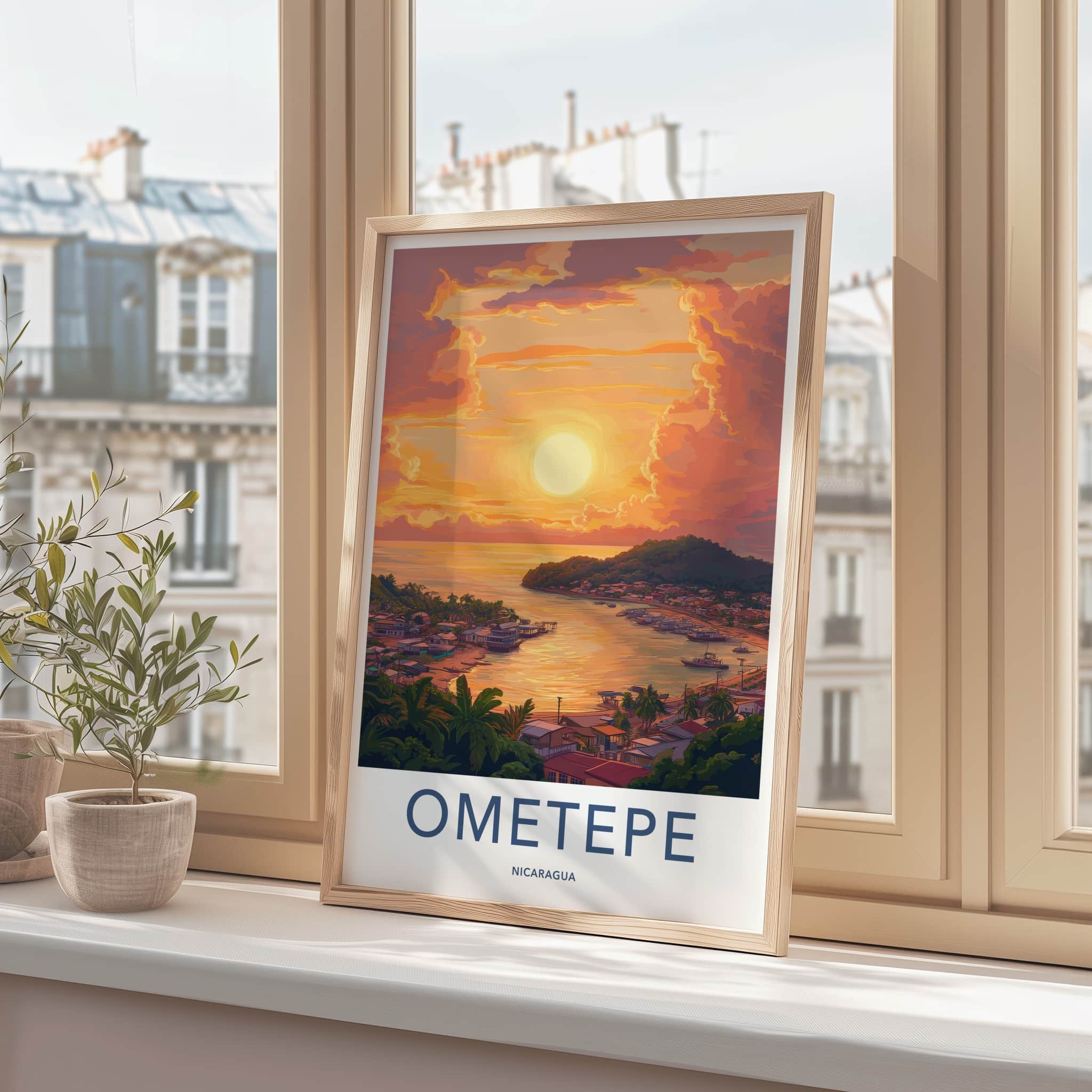 Ometepe Poster - Nicaragua Travel Art - Vibrant Island Sunset Home Decor