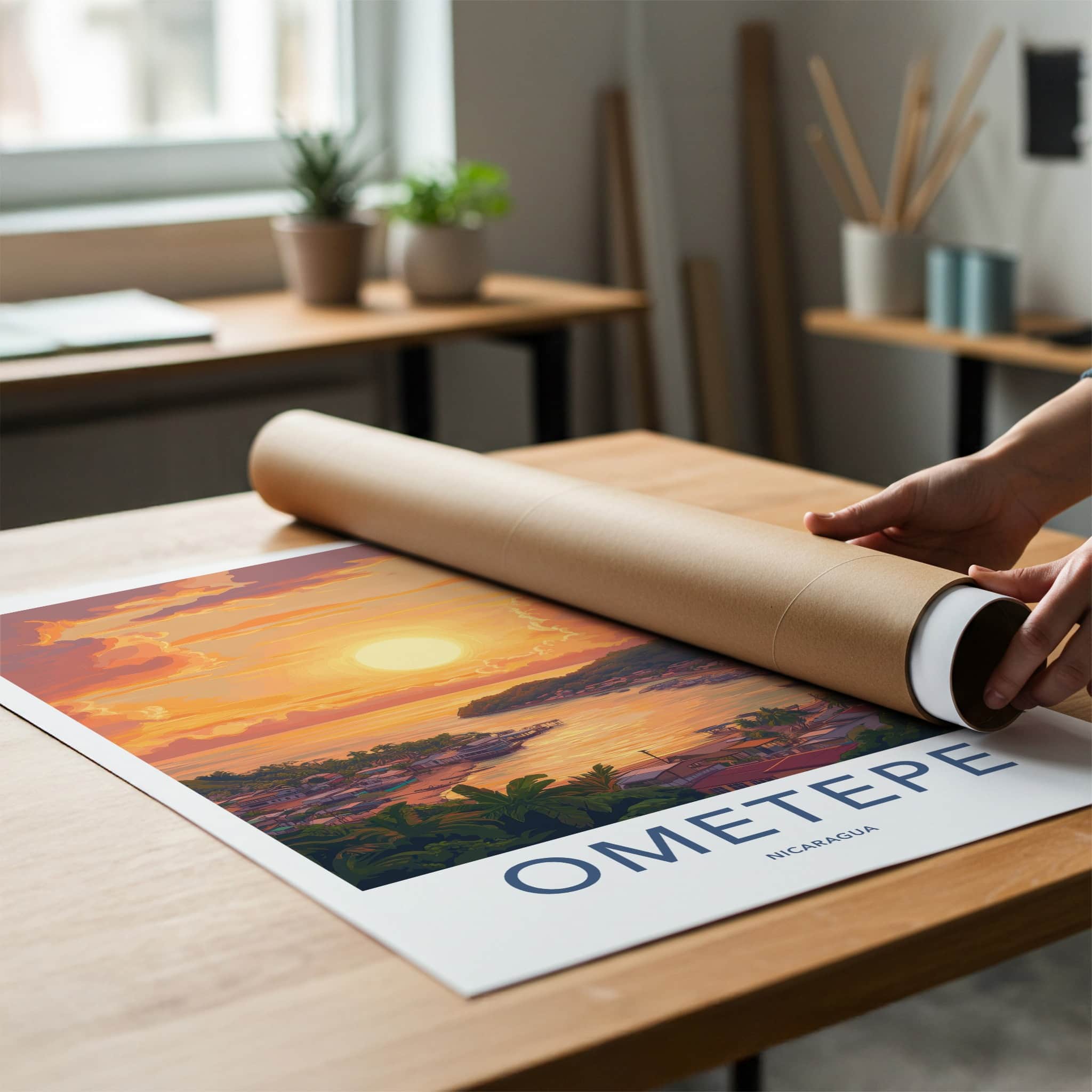 Ometepe Poster - Nicaragua Travel Art - Vibrant Island Sunset Home Decor