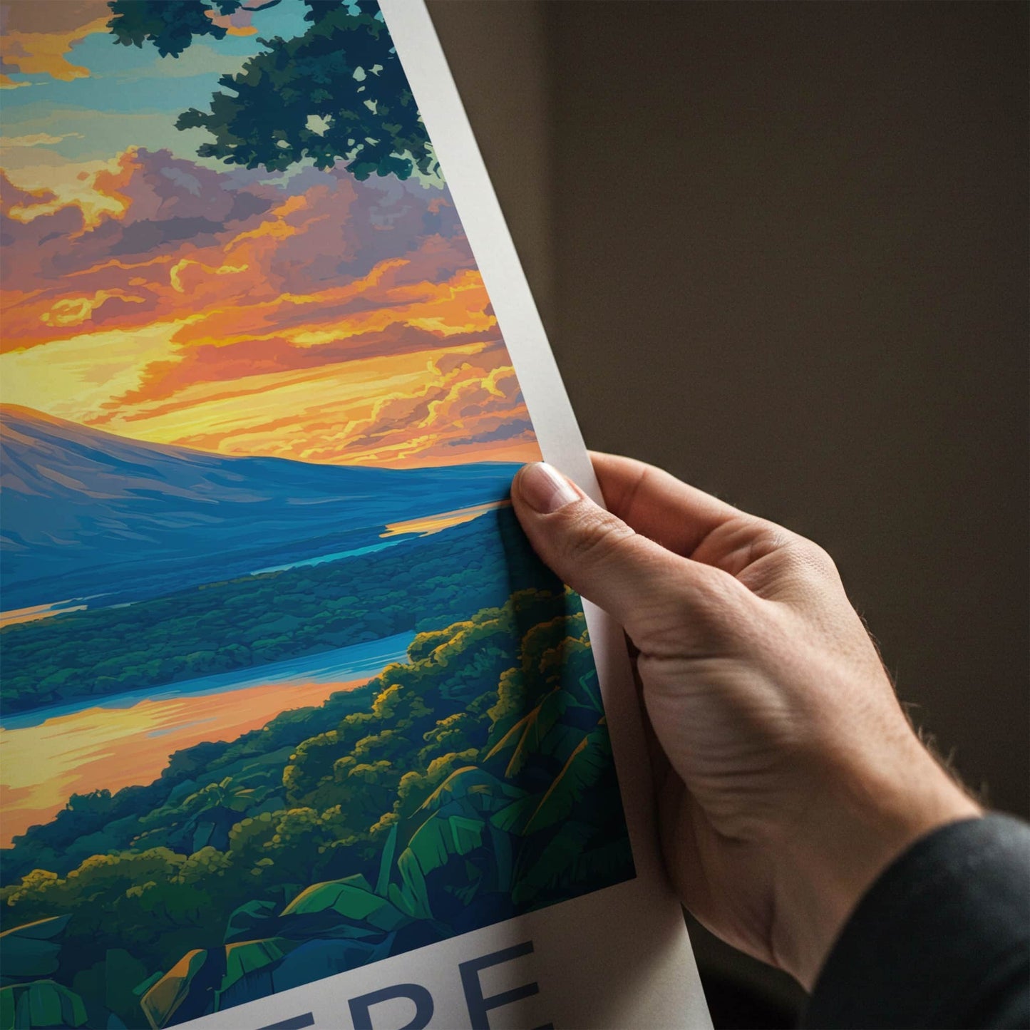 Ometepe Poster - Nicaragua Travel Art - Vibrant Sunset Lake Home Decor