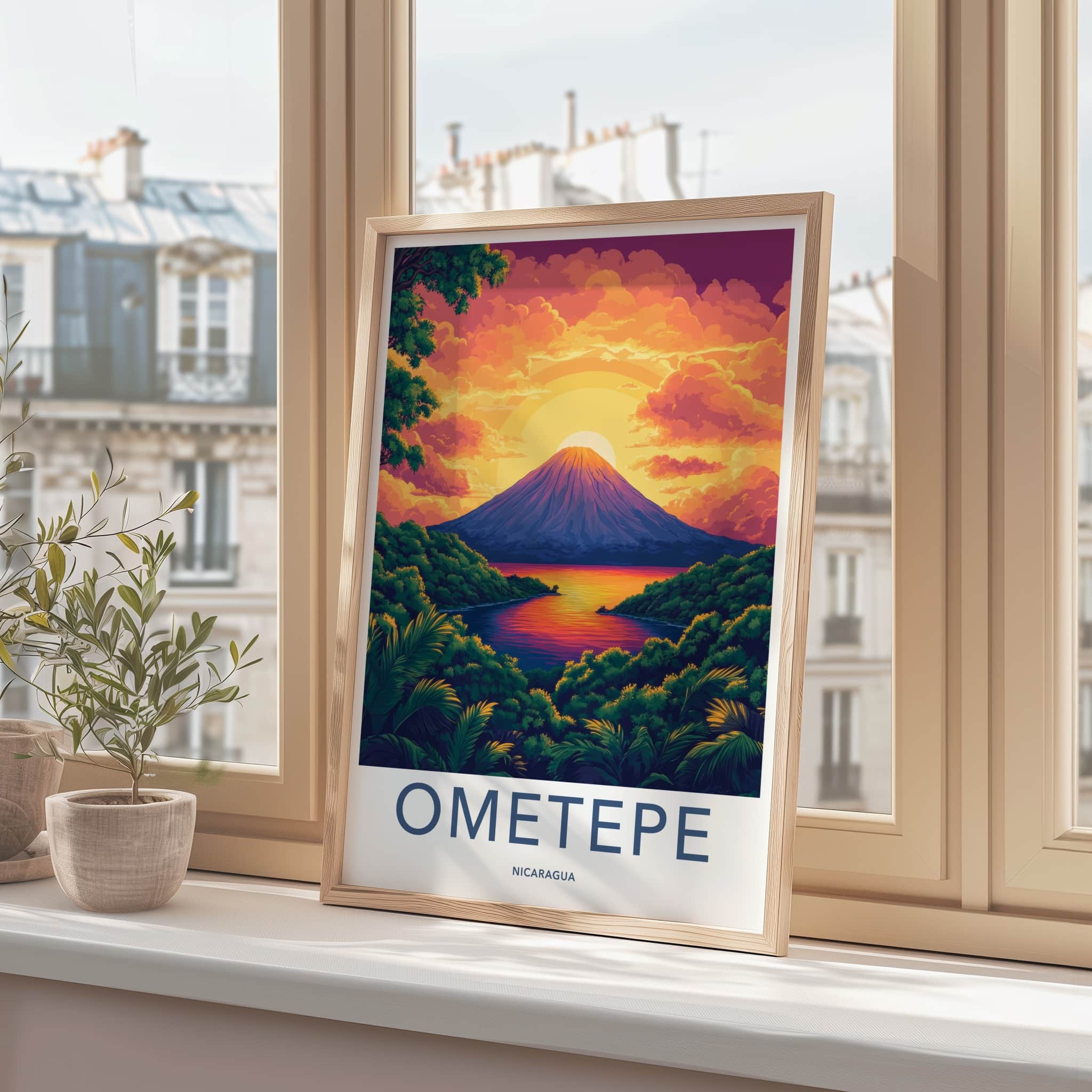 Ometepe Poster - Nicaragua Travel Art - Volcano Island Sunset Home Decor