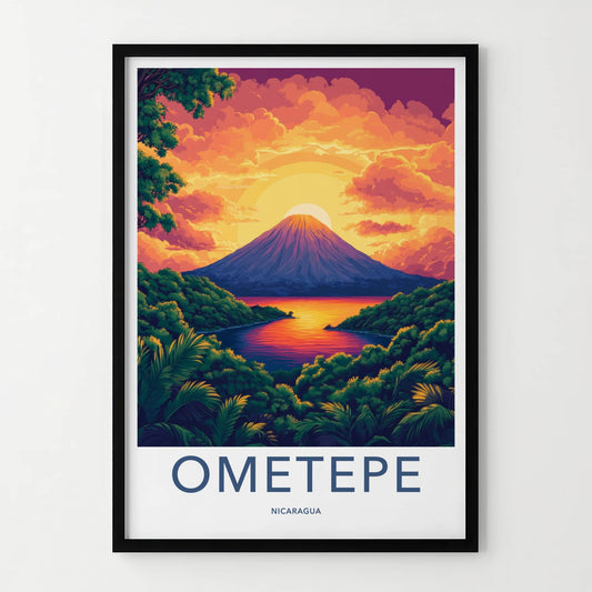 Ometepe Poster - Nicaragua Travel Art - Volcano Island Sunset Home Decor