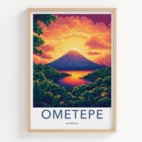 Ometepe Poster - Nicaragua Travel Art - Volcano Island Sunset Home Decor