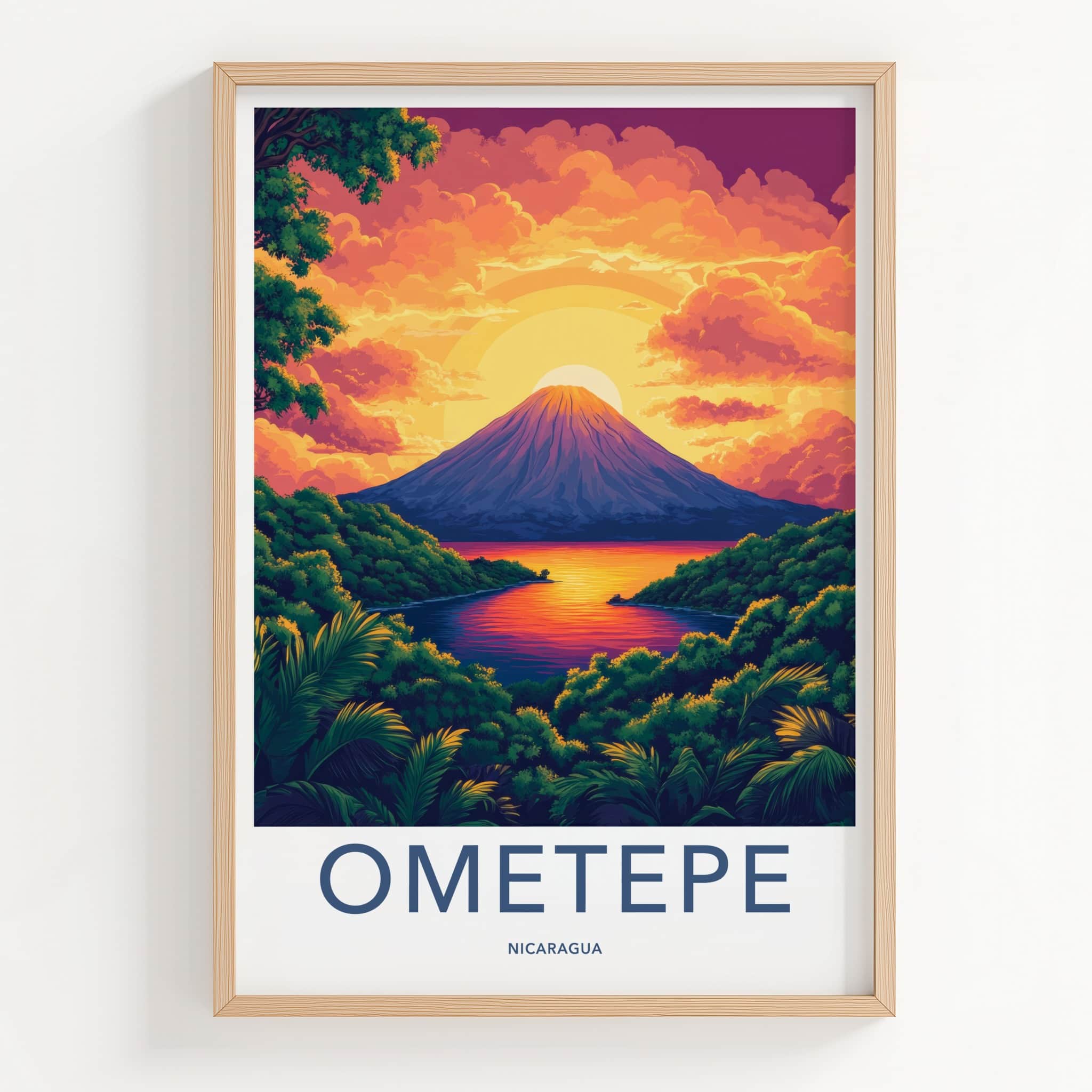 Ometepe Poster - Nicaragua Travel Art - Volcano Island Sunset Home Decor