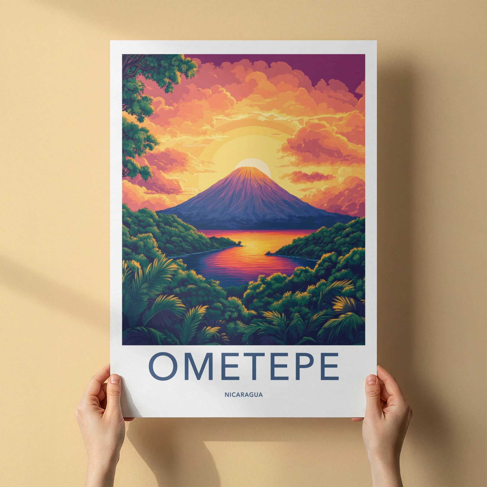 Ometepe Poster - Nicaragua Travel Art - Volcano Island Sunset Home Decor