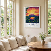Ometepe Poster - Nicaragua Travel Art - Volcano Island Sunset Home Decor
