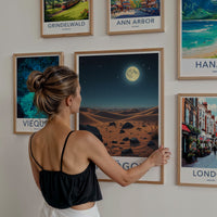Omnogovi Poster - Mongolia Travel Art - Starry Desert Moon Home Decor