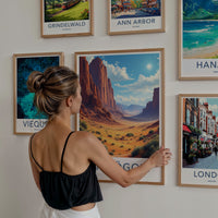 Omnogovi Poster - Mongolia Travel Art - Towering Red Cliffs Home Decor