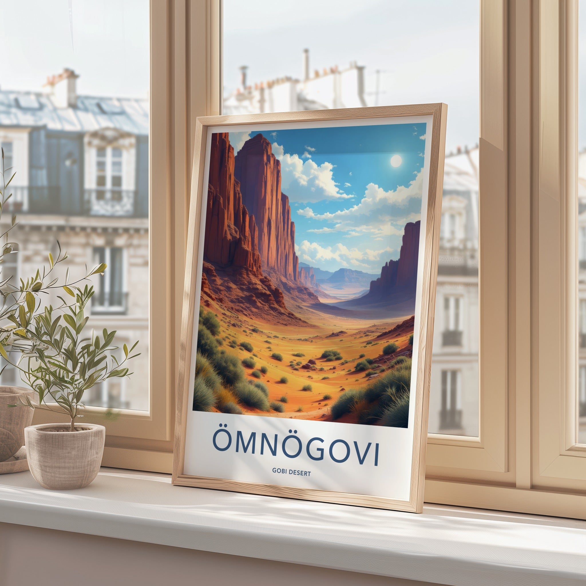 Omnogovi Poster - Mongolia Travel Art - Towering Red Cliffs Home Decor