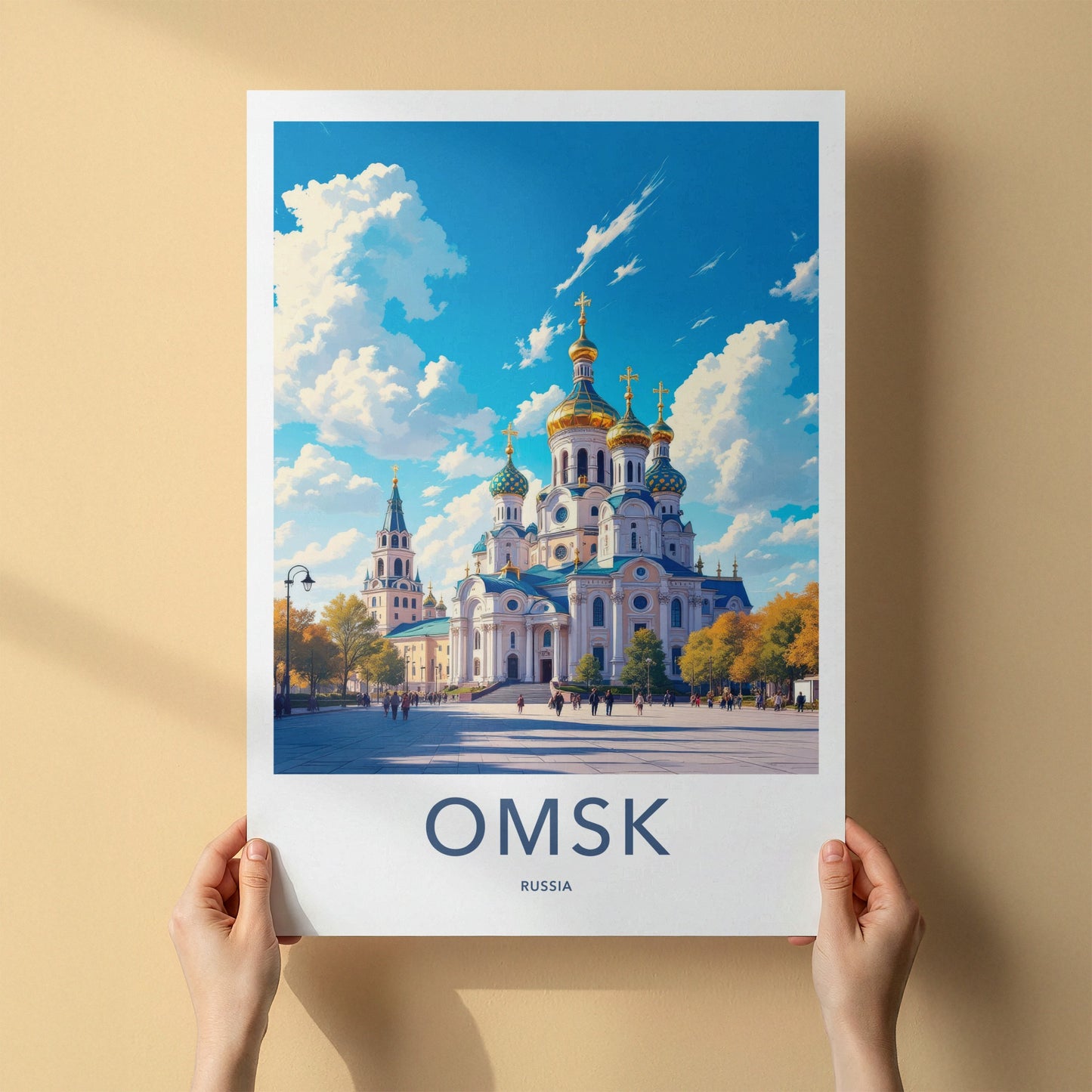 Omsk Poster - Russia Travel Art - Golden Domed Church Home Decor