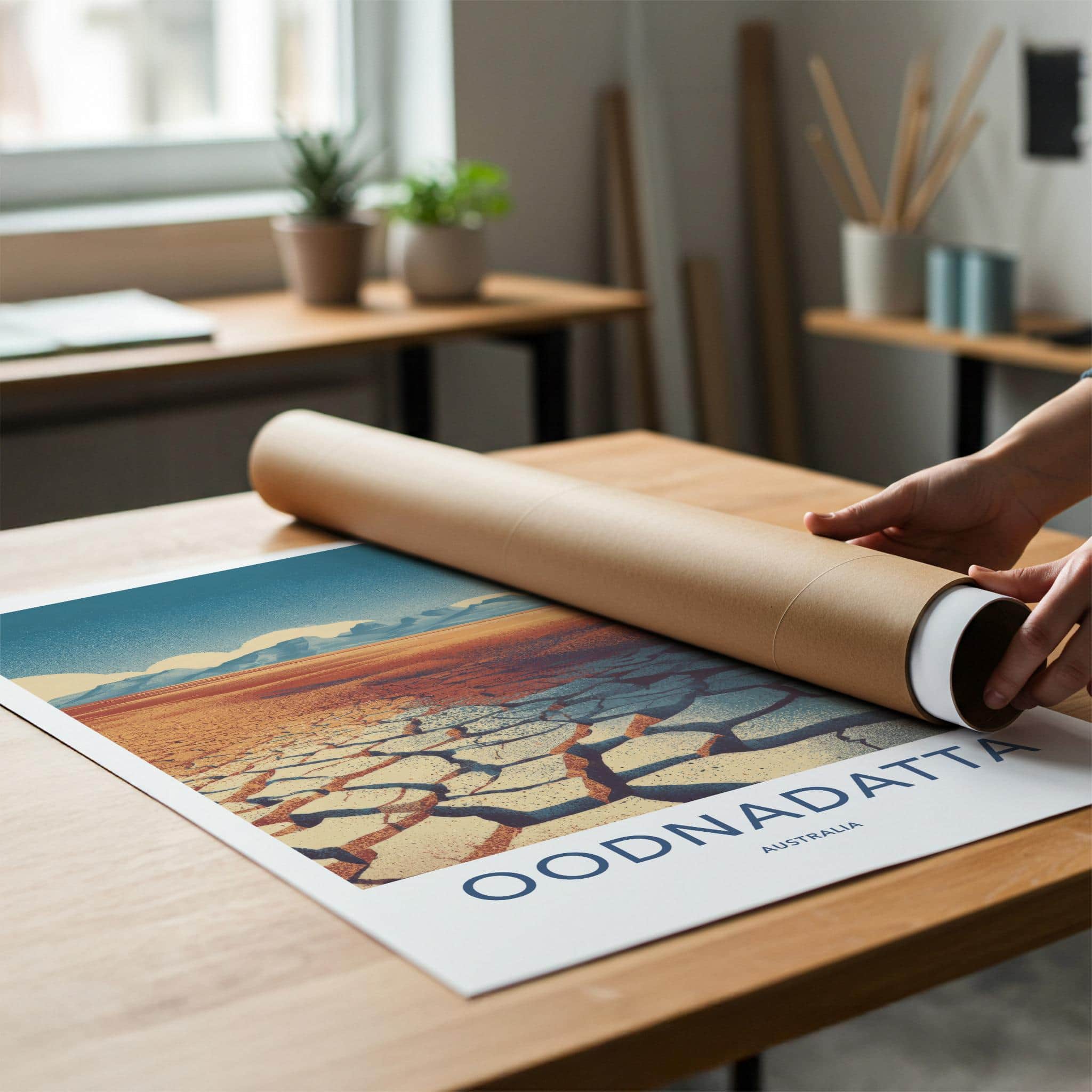 Oodnadatta Poster - Australia Travel Art - Arid Australian Landscape Wall Decor