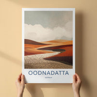 Oodnadatta Poster - Australia Travel Art - Red Desert Drybed Wall Decor