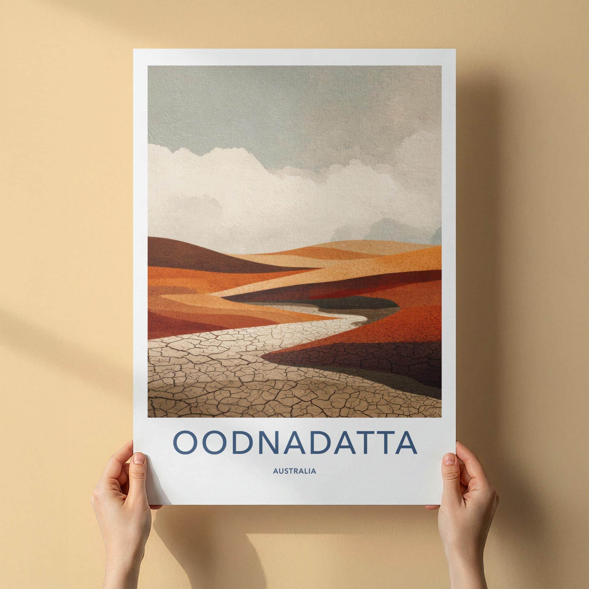 Oodnadatta Poster - Australia Travel Art - Red Desert Drybed Wall Decor