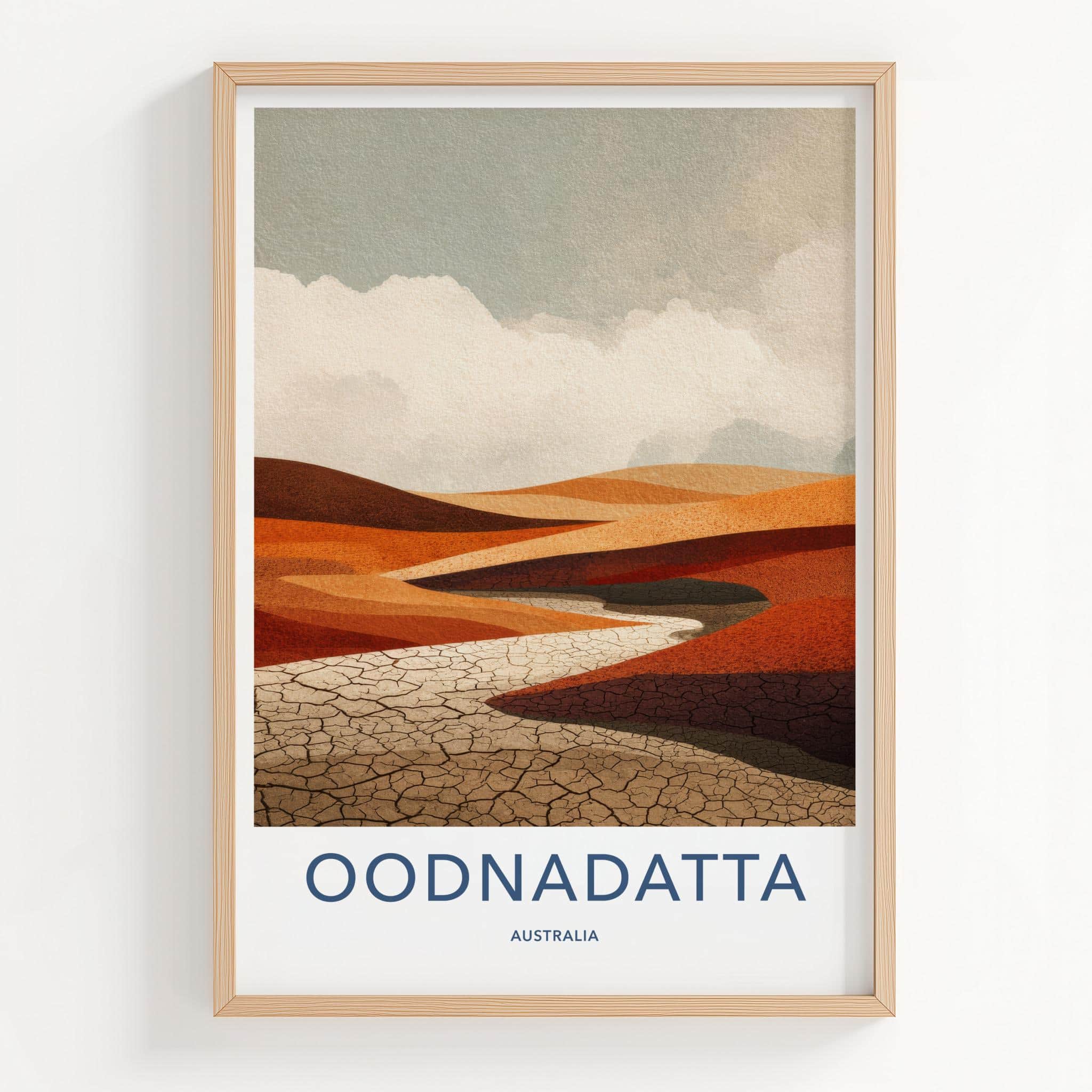 Oodnadatta Poster - Australia Travel Art - Red Desert Drybed Wall Decor