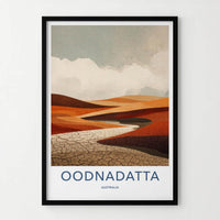 Oodnadatta Poster - Australia Travel Art - Red Desert Drybed Wall Decor