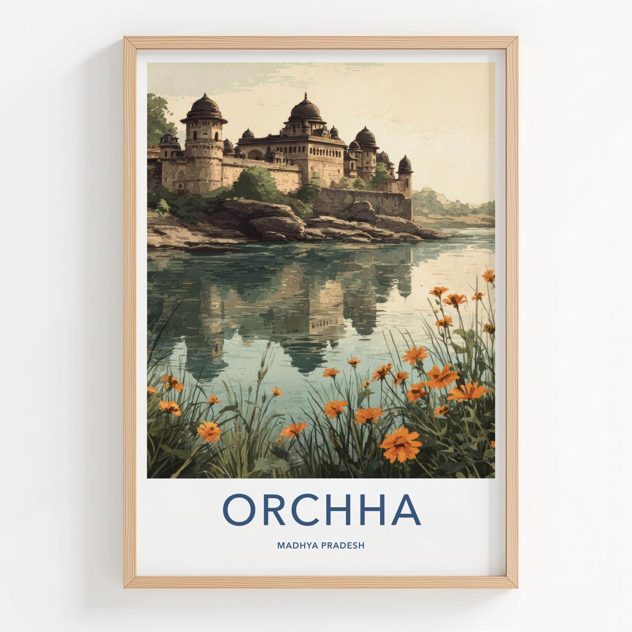 Orchha Poster - India Fine Art - Madhya Pradesh Historic Palace Waters Gift