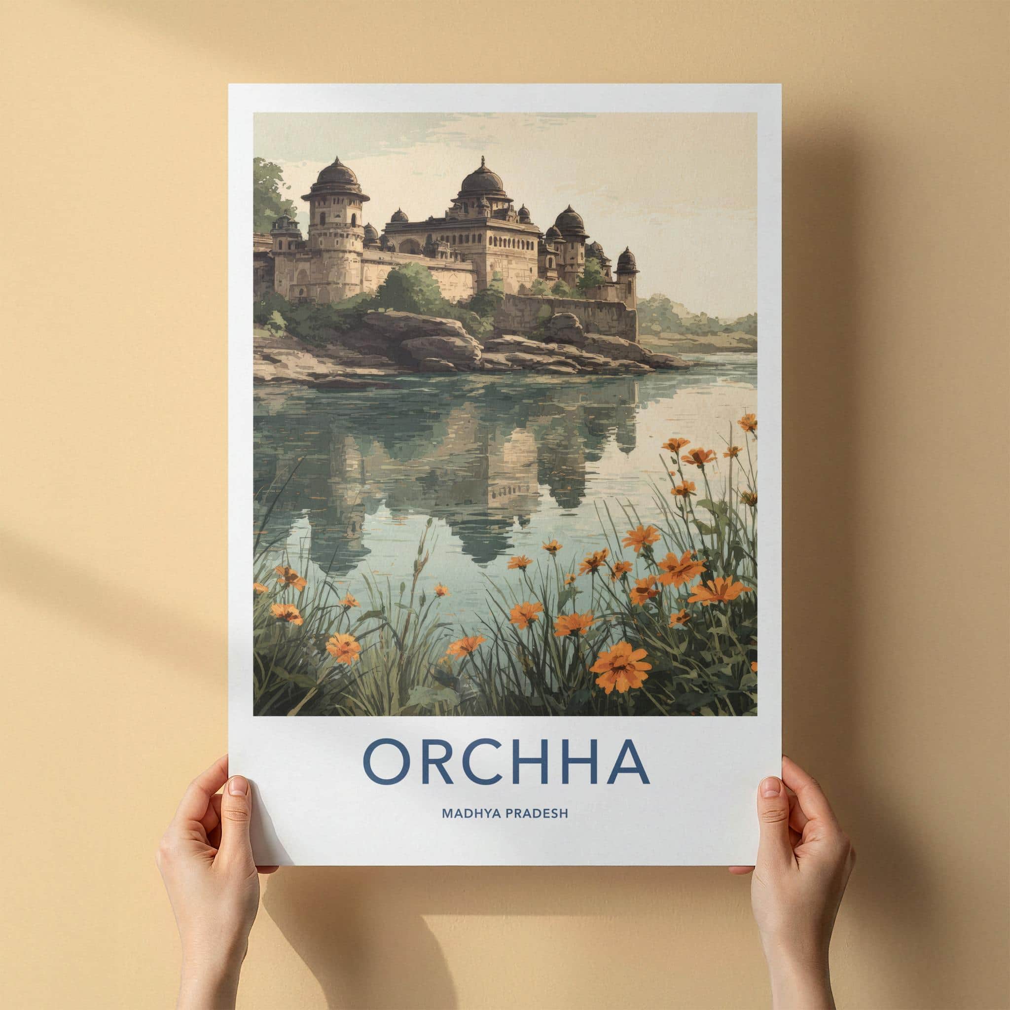 Orchha Poster - India Fine Art - Madhya Pradesh Historic Palace Waters Gift