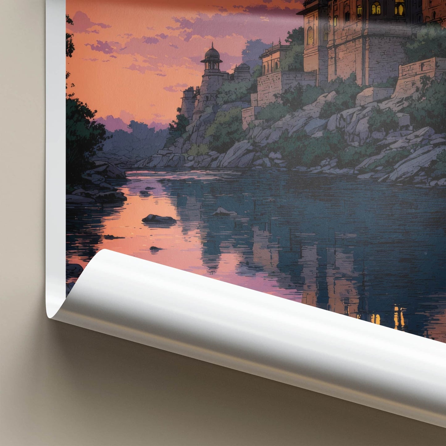 Orchha Poster - India Madhya Pradesh River Palace Art Print Home Decor