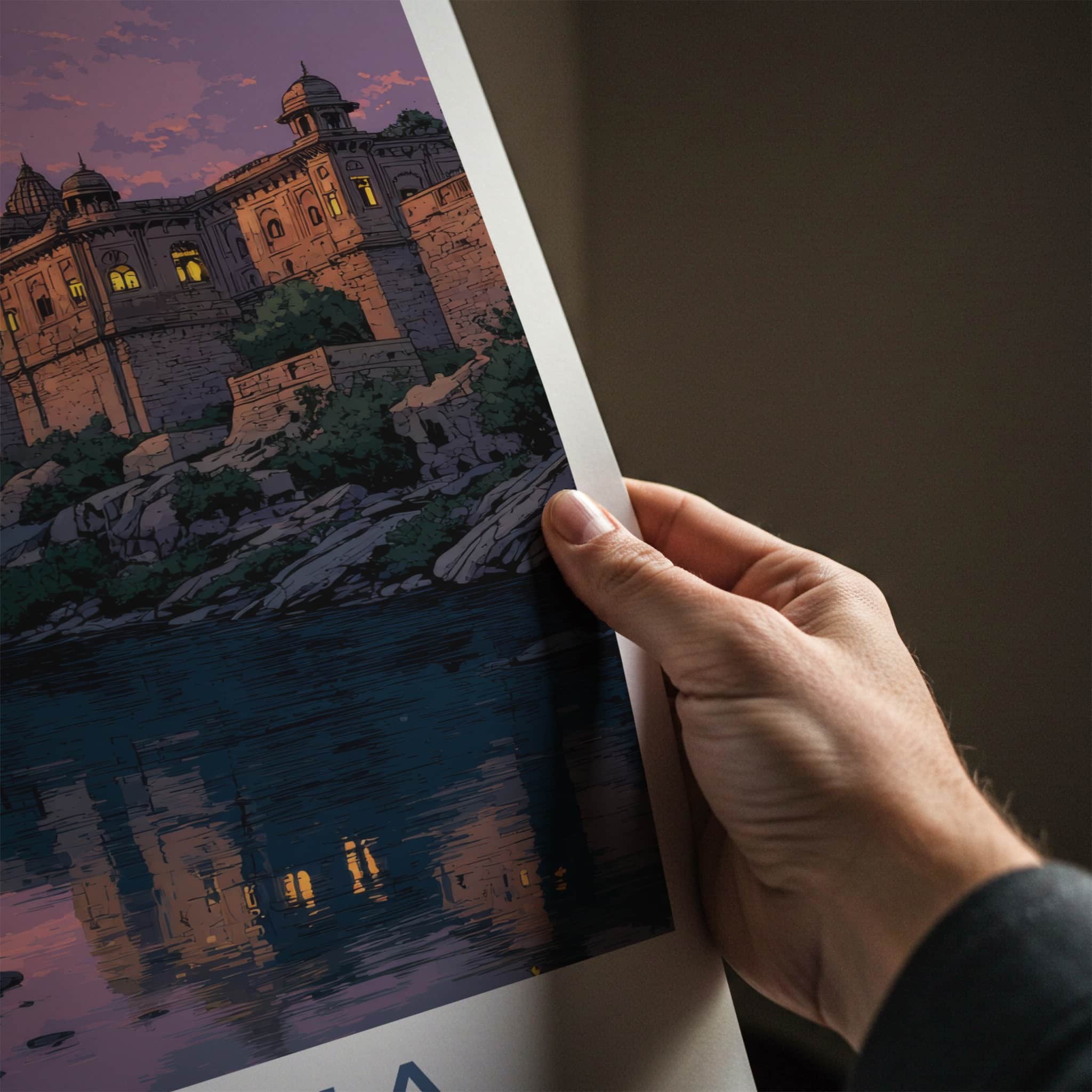 Orchha Poster - India Madhya Pradesh River Palace Art Print Home Decor