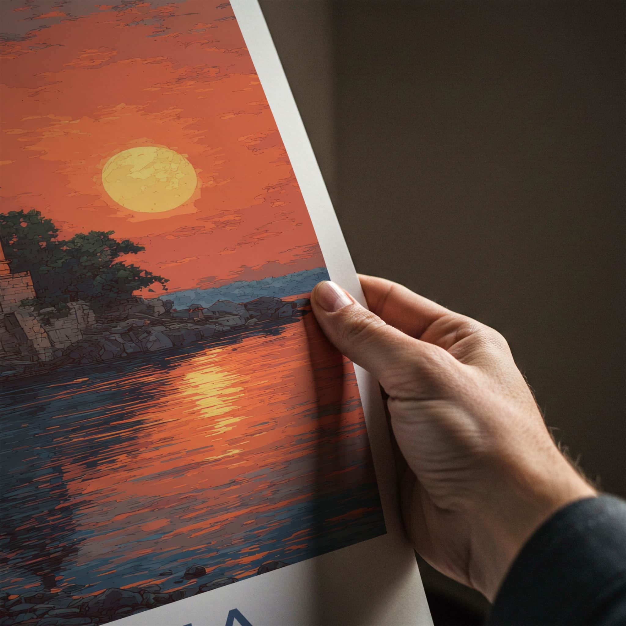 Orchha Poster - India Madhya Pradesh River Sunset Art Print Home Decor