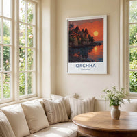 Orchha Poster - India Madhya Pradesh River Sunset Art Print Home Decor