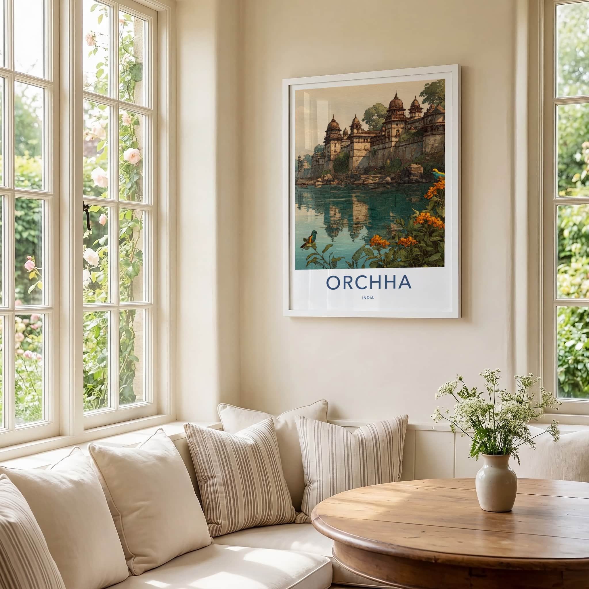 Orchha Poster - India Royal Palace Riverside Madhya Pradesh Home Decor