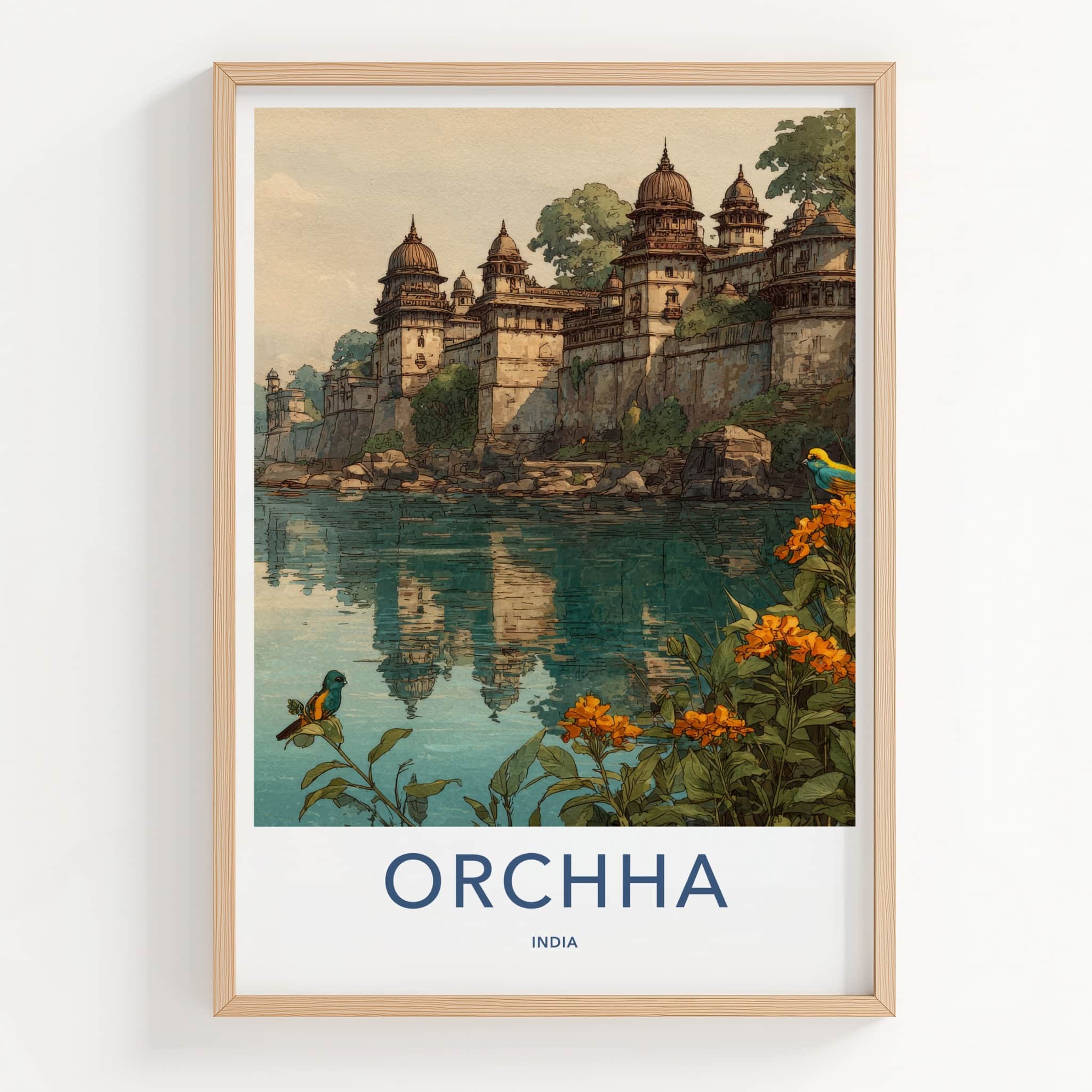 Orchha Poster - India Royal Palace Riverside Madhya Pradesh Home Decor
