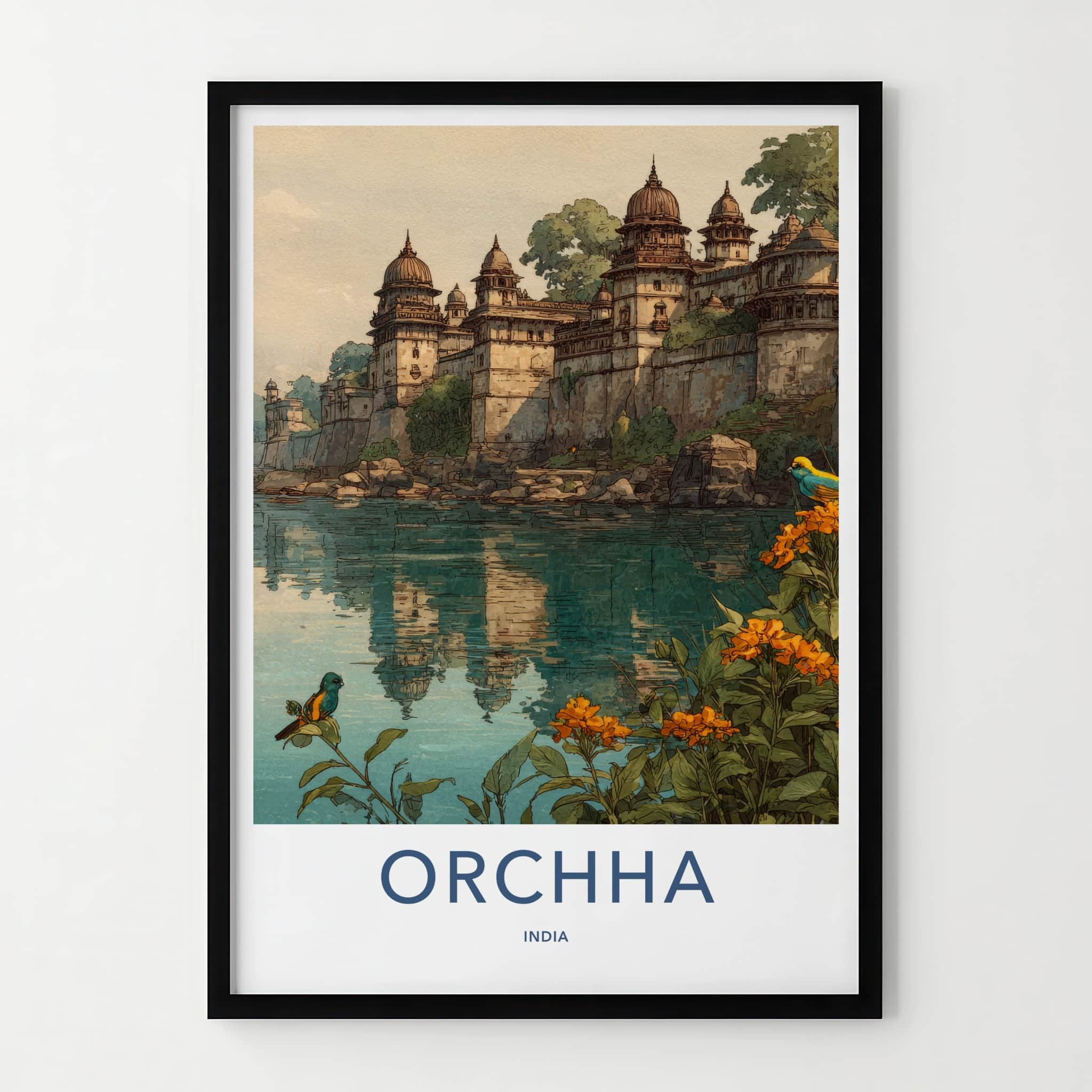 Orchha Poster - India Royal Palace Riverside Madhya Pradesh Home Decor