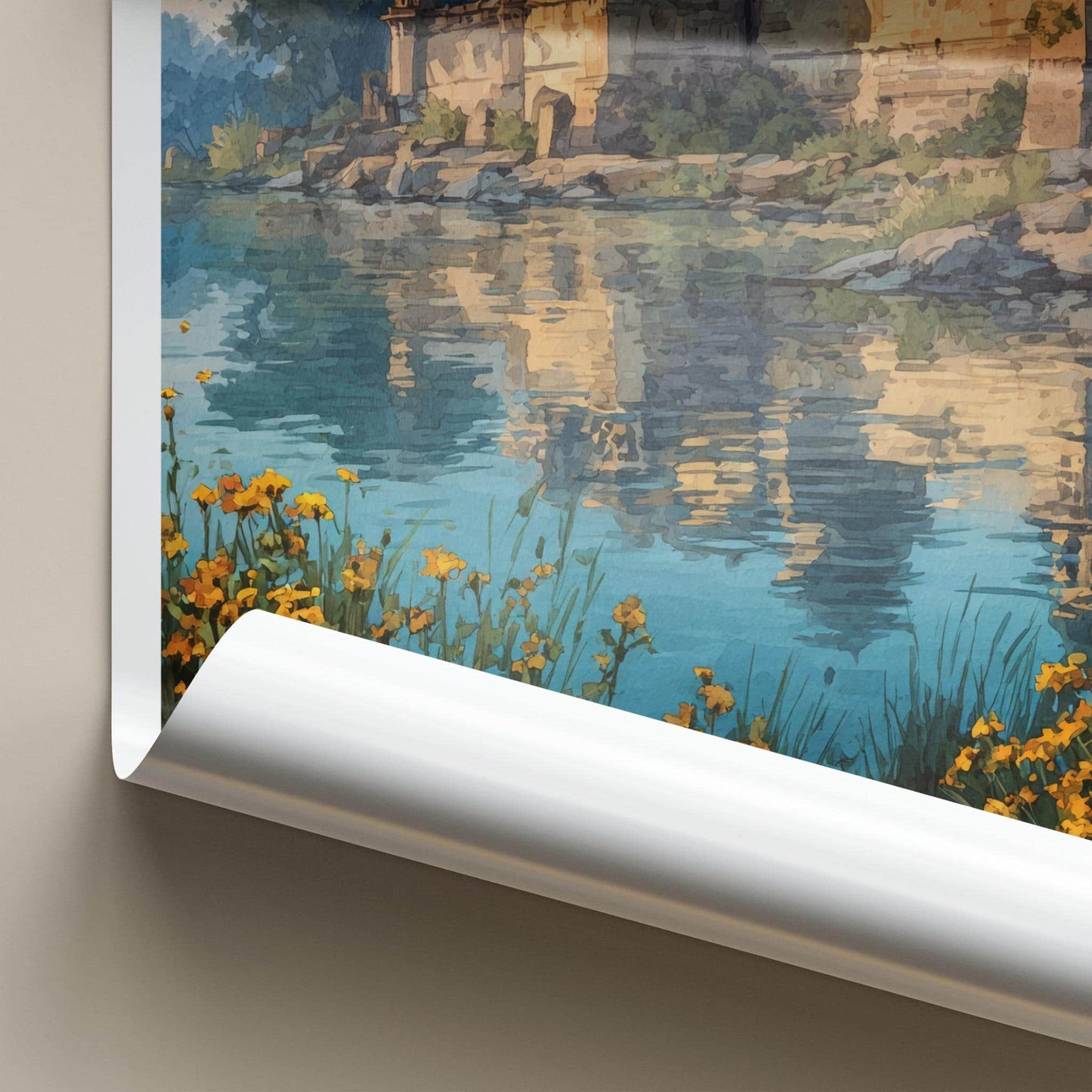 Orchha Poster - India Travel Print - Madhya Pradesh River Lounge Decor