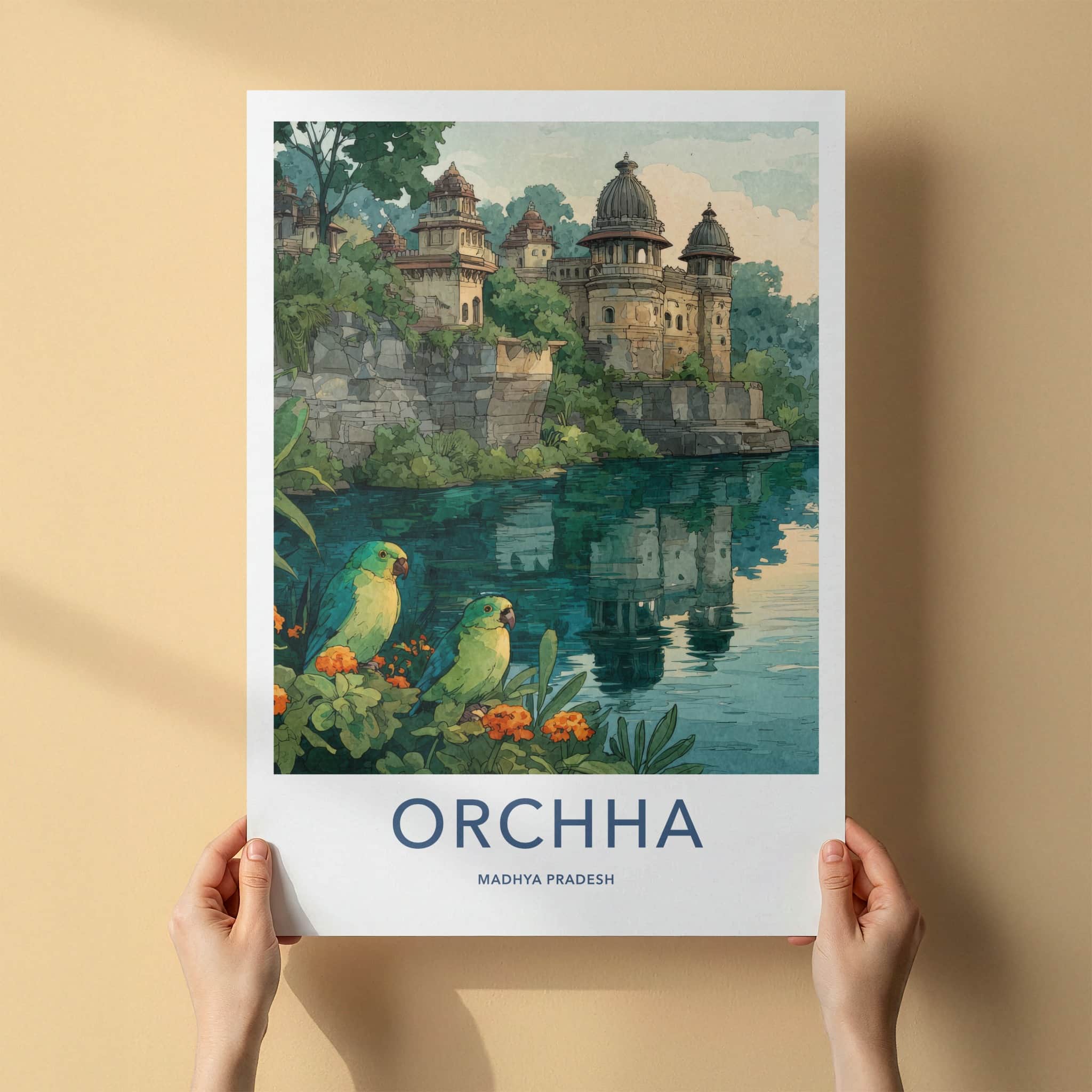 Orchha Poster - India Wall Art - Madhya Pradesh River Palaces Home Decor