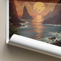 Orchid Island Poster - Taiwan Art Print - Sunset Ocean Rocks Home Art