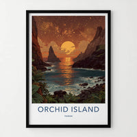 Orchid Island Poster - Taiwan Art Print - Sunset Ocean Rocks Home Art