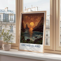 Orchid Island Poster - Taiwan Art Print - Sunset Ocean Rocks Home Art