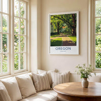 Oregon Poster - Oregon Art Print - Shaded Campus Pathways Home Decor