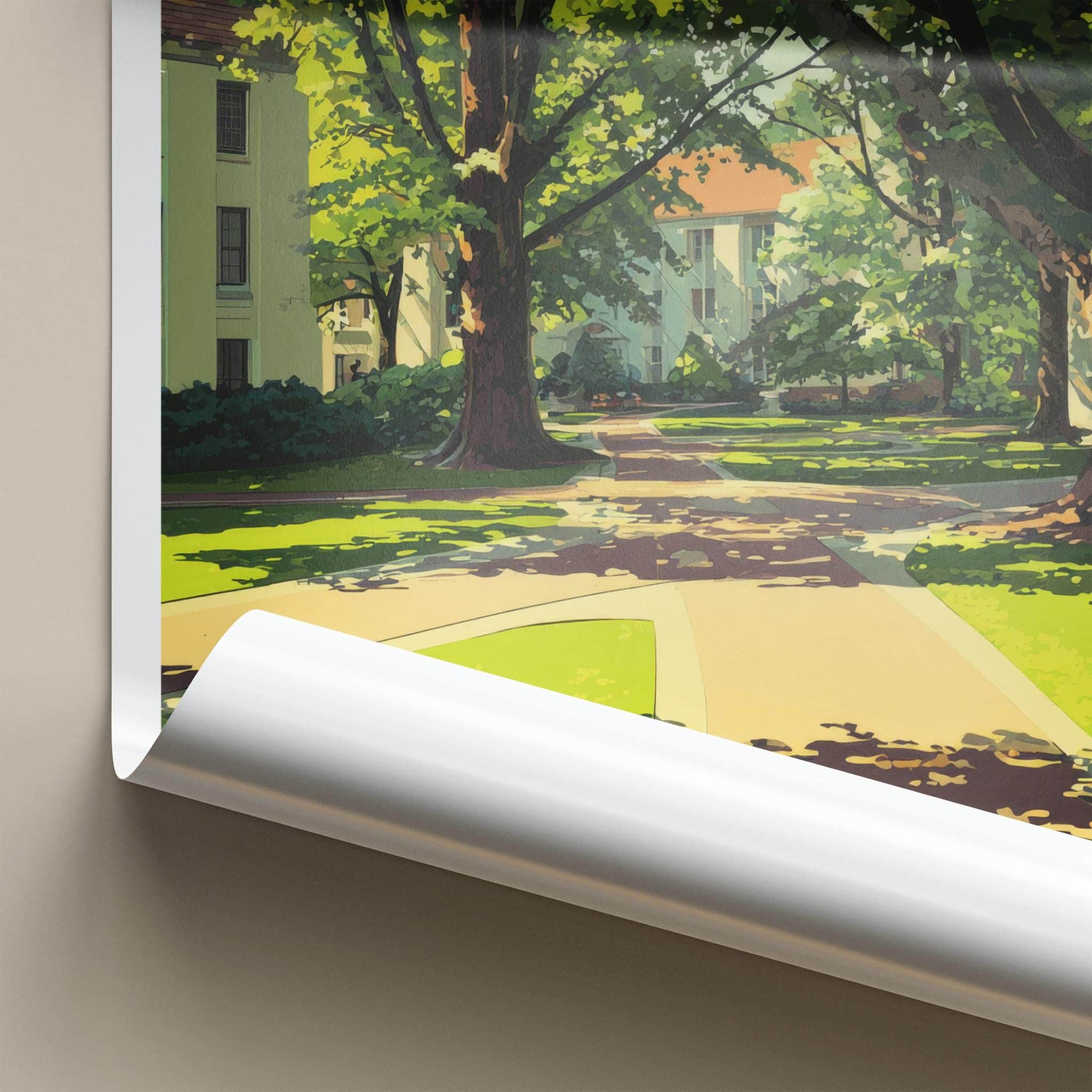 Oregon Poster - Oregon Art Print - Shaded Campus Pathways Home Decor