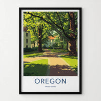 Oregon Poster - Oregon Art Print - Shaded Campus Pathways Home Decor