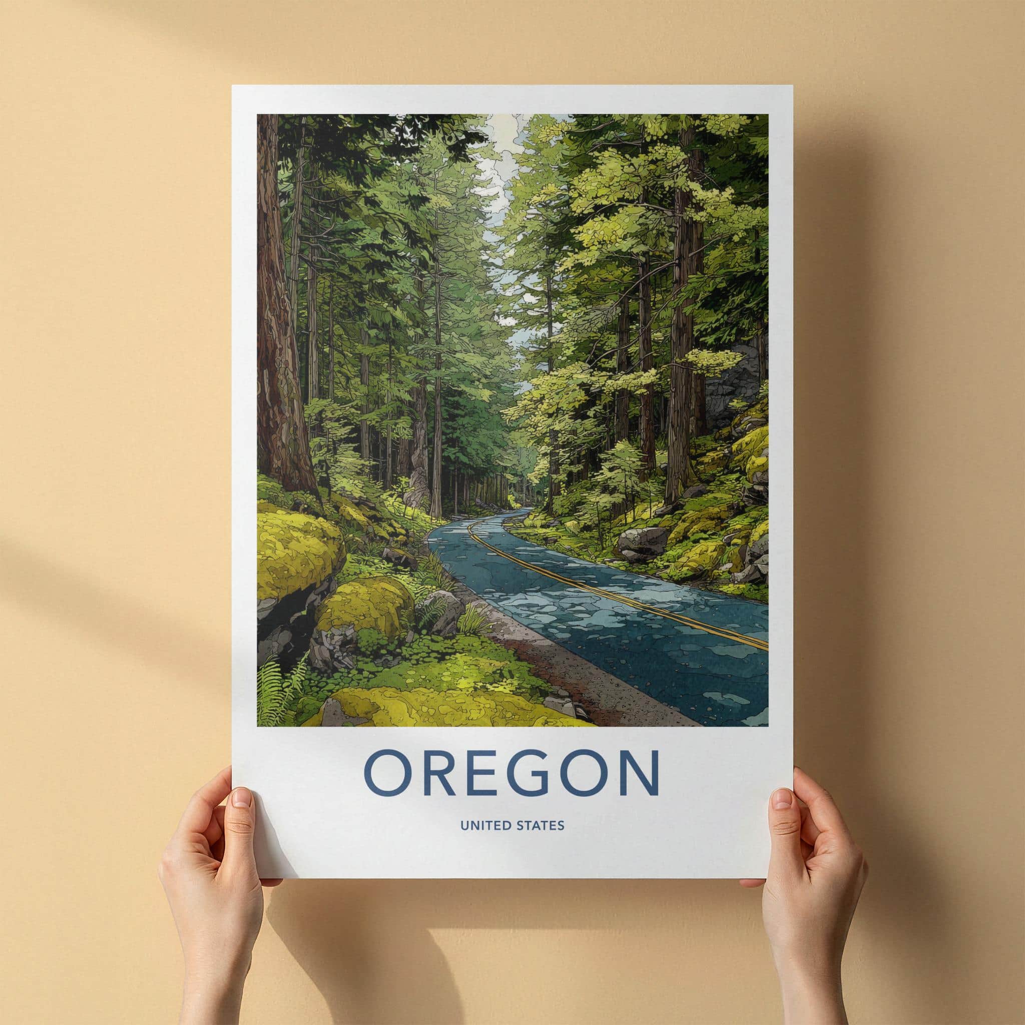 Oregon Poster - Oregon Travel Art - Forest Winding Road Home Decor