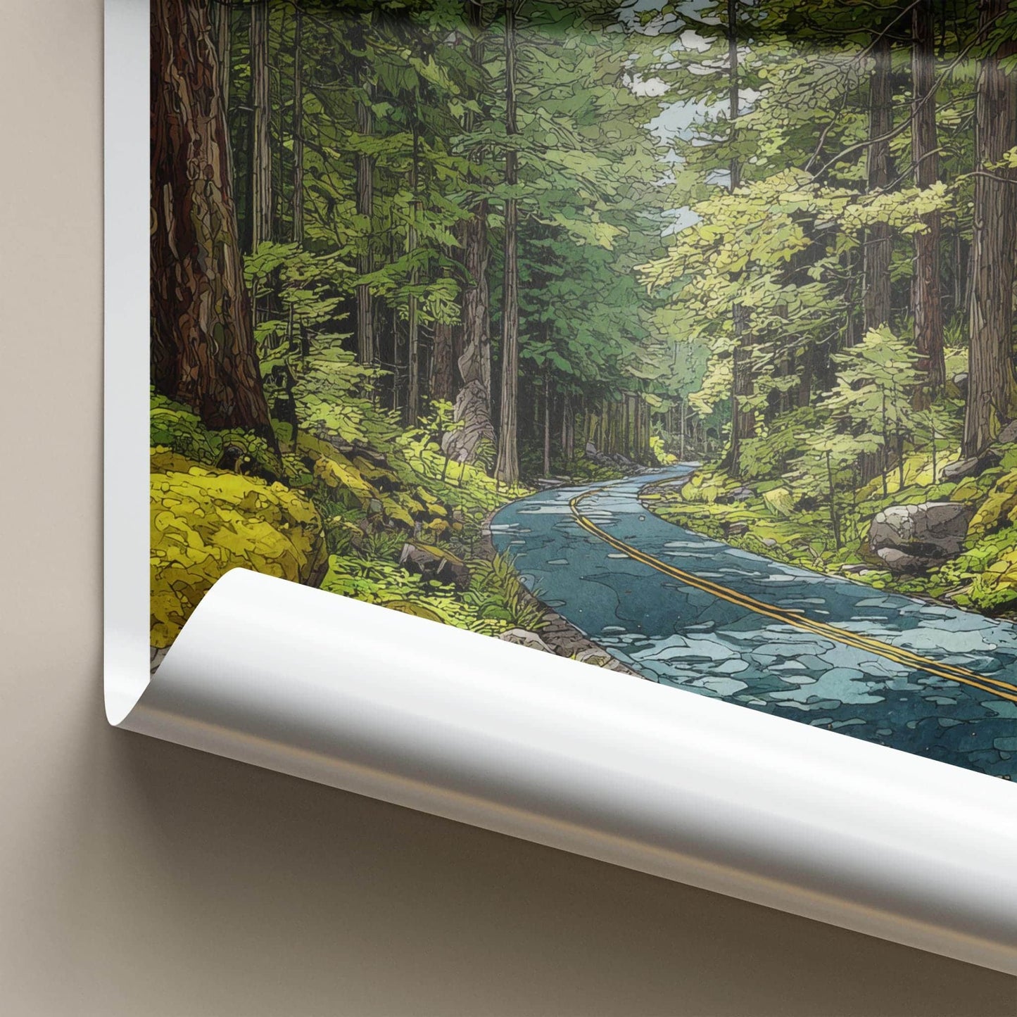 Oregon Poster - Oregon Travel Art - Forest Winding Road Home Decor