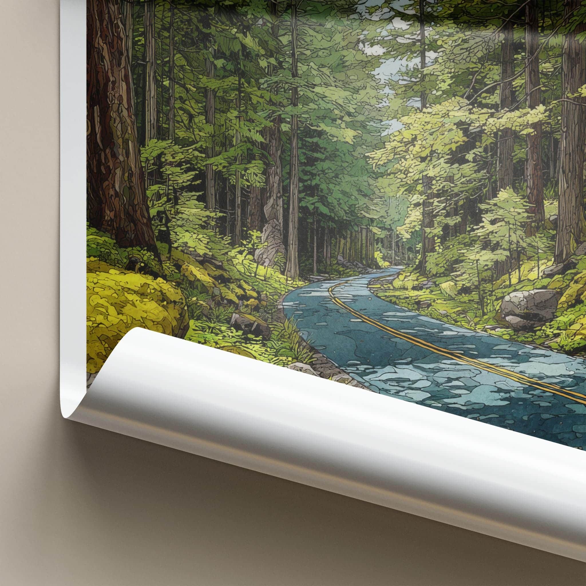 Oregon Poster - Oregon Travel Art - Forest Winding Road Home Decor