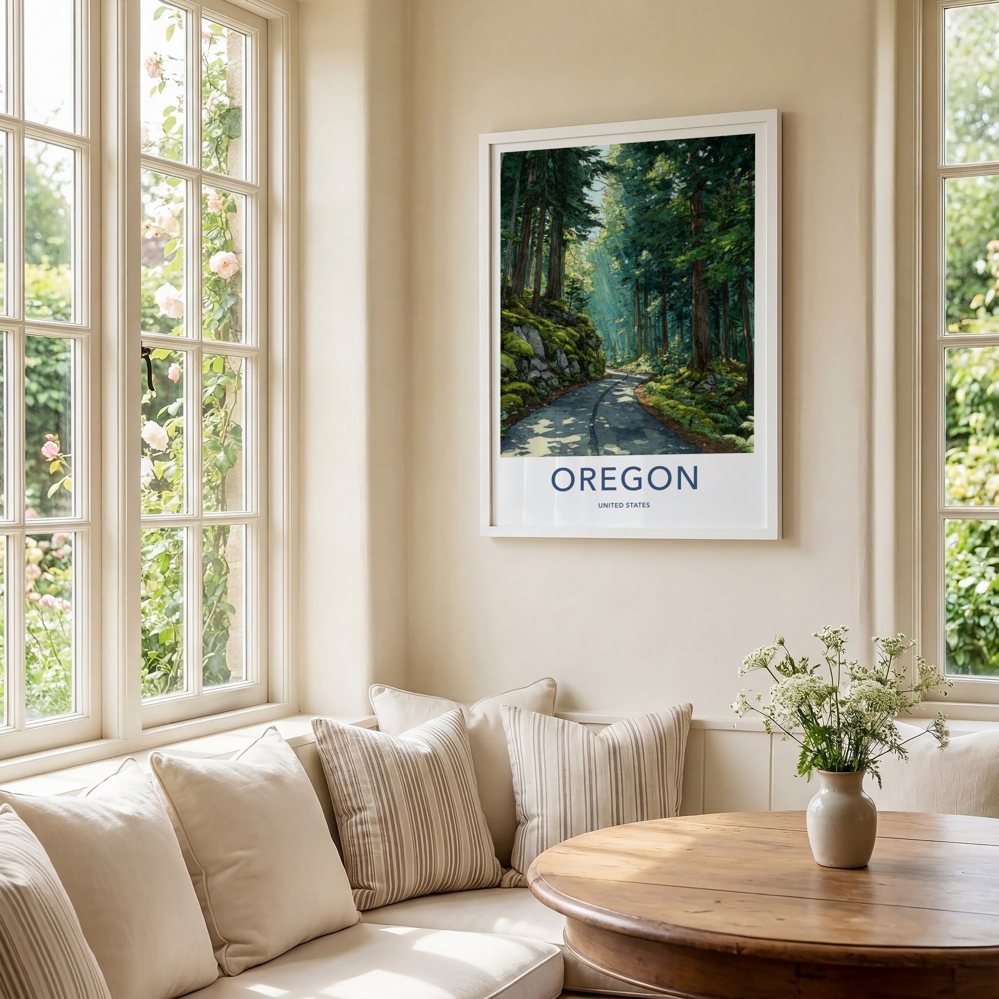 Oregon Poster - Oregon Travel Art - Shaded Forest Road Gallery Art