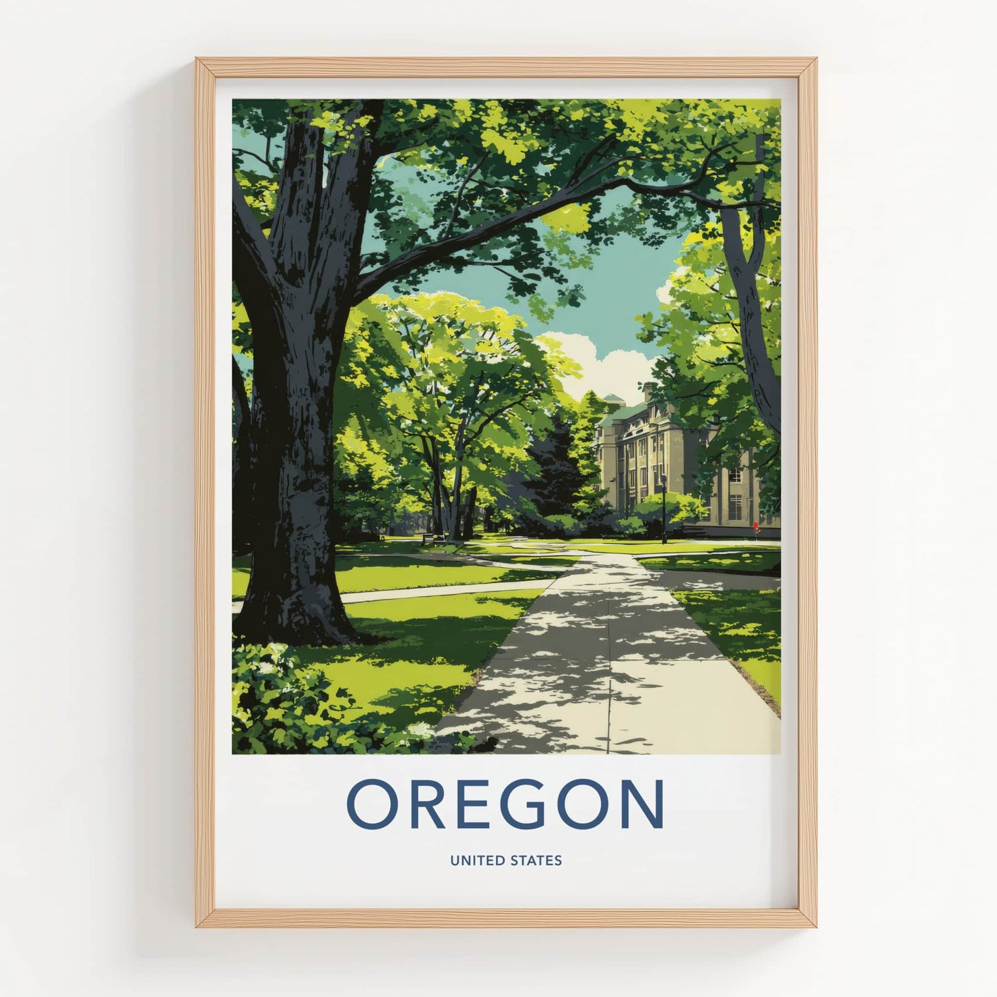 Oregon Poster - Oregon Wall Art - Campus Building Trees Home Decor
